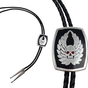 VTG G&S Metal Skull & Wings Bolo Tie